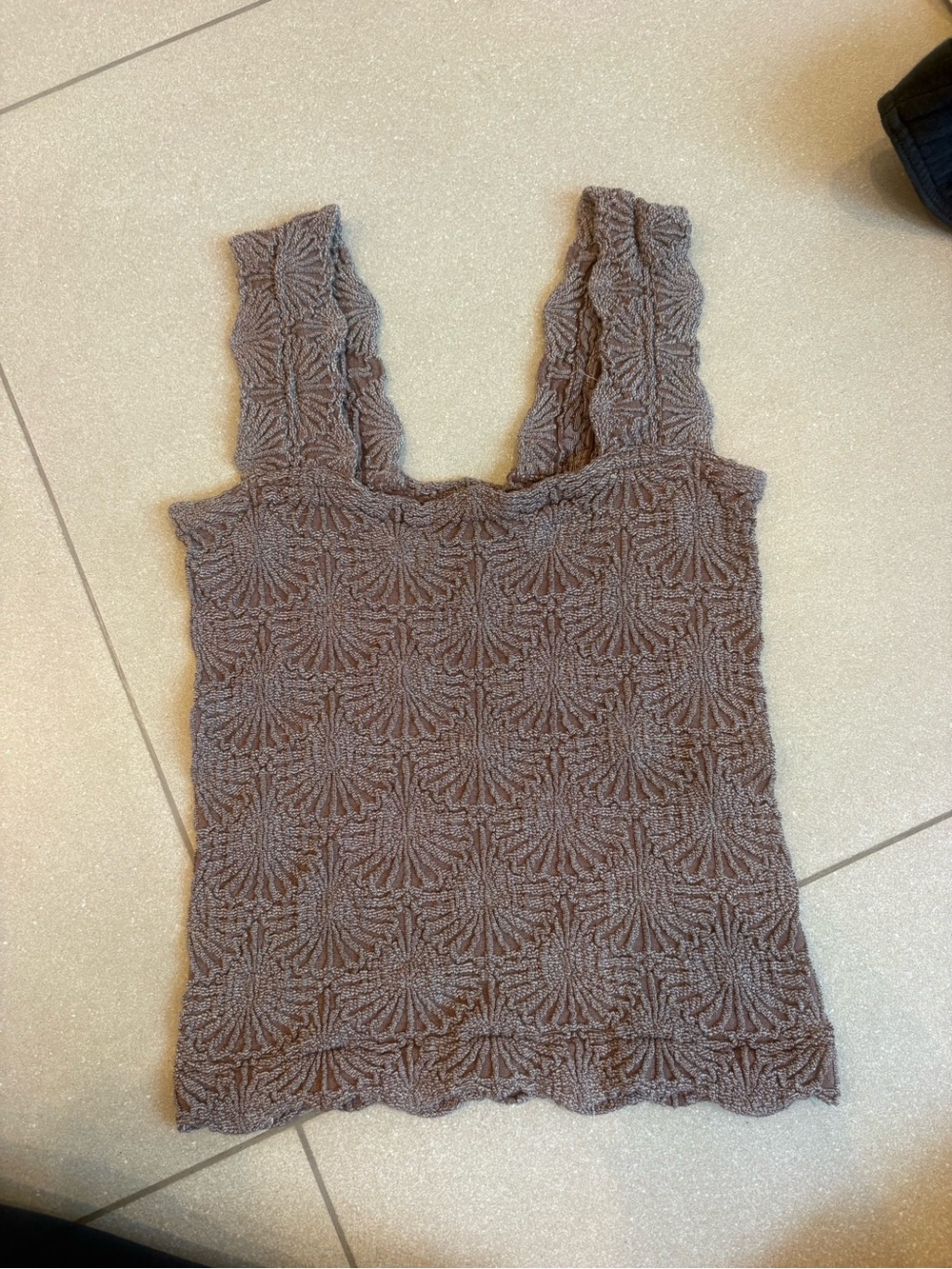 Anthropologie Textured Knit Tank Top - Mauve Brown